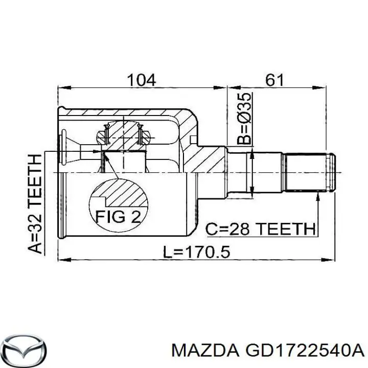 Пыльник шарнира угловых скоростей внутренний передний Mazda GD1722540A цена, от 6.47 USD