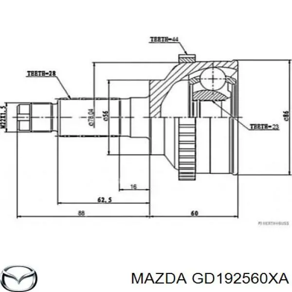 Купить GD192560XA Mazda Привод в сборе левый