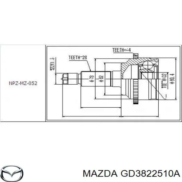 GD3822510A Mazda шрус наружный передний