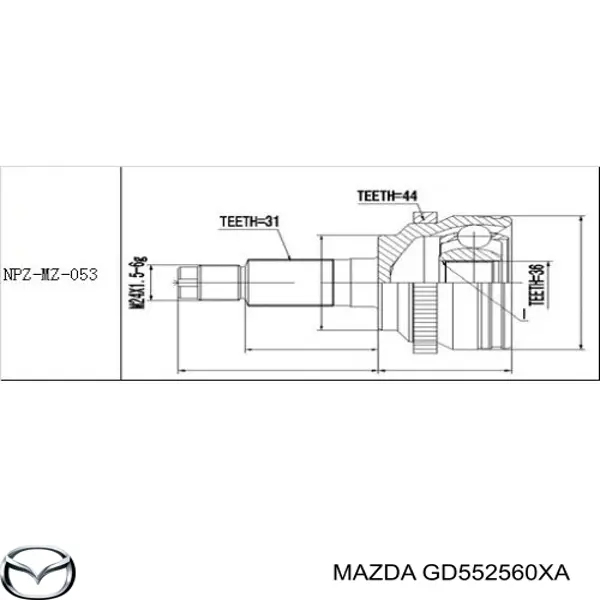 GD552560XA Mazda полуось (привод передняя левая)