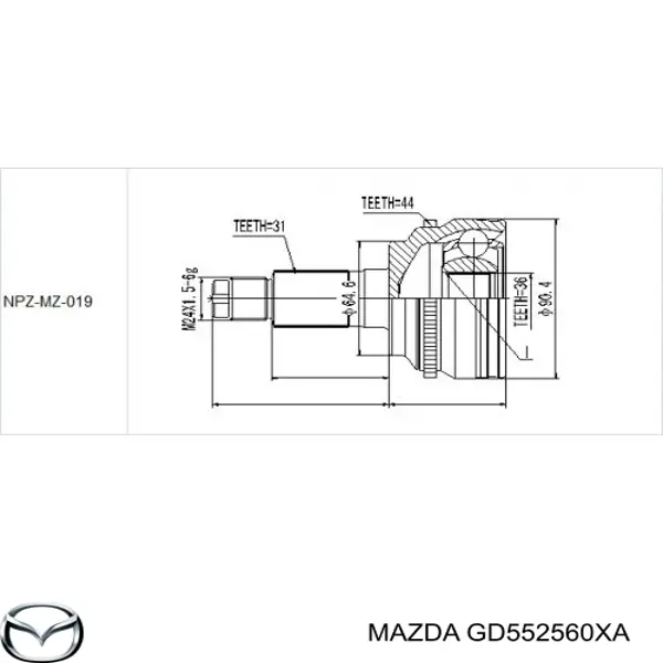 Привод передний левый Mazda GD552560XA цена, от 110.39 USD