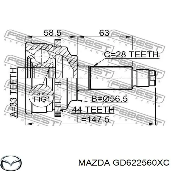 Привод передний левый Mazda GD622560XA цена, от 150.96 USD