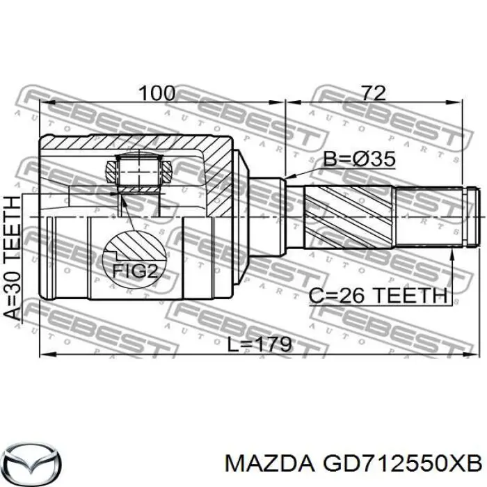 GD712550XB Mazda semieixo traseiro direito