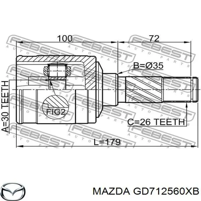 Пыльник ШРУСа задней полуоси наружный GD712560XB Mazda