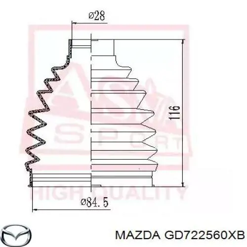 GD722560XB Mazda Полуось передняя левая