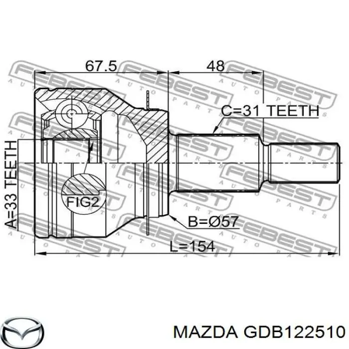 GDB122510 Mazda шрус наружный передний