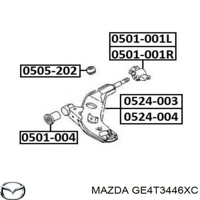 Silentblock de suspensión delantero inferior GE4T3446XC Mazda