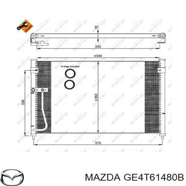 Радиатор кондиционера GE4T61480B Mazda