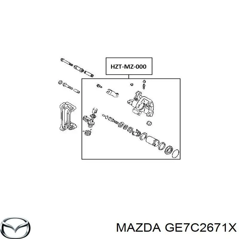 Суппорт задний левый GE7C2671X Mazda
