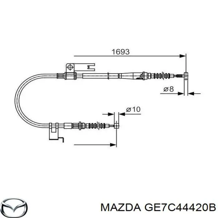 Cable de freno de mano trasero izquierdo GE7C44420B Mazda