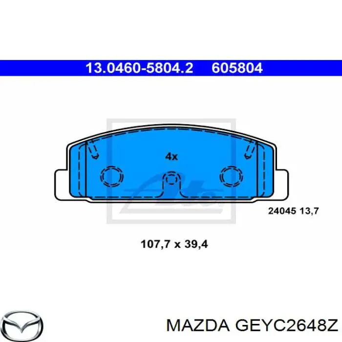 Колодки дисковые  Mazda GEYC2648Z цена, от 17.00 USD