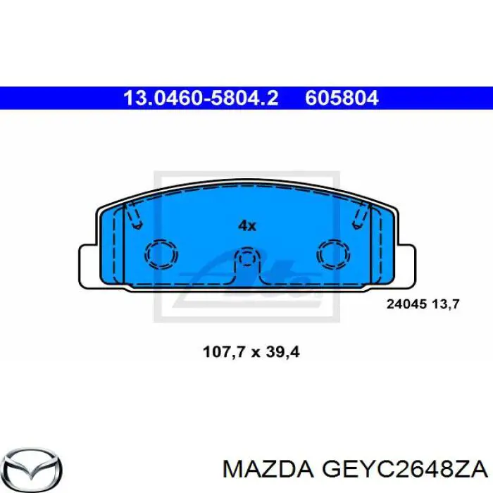 GEYC2648ZA Mazda задние тормозные колодки