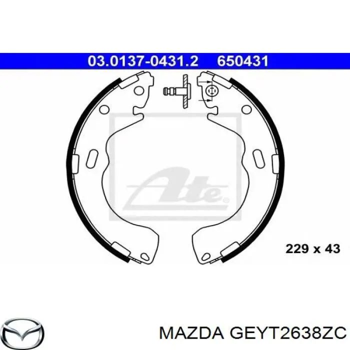 Колодки тормозные задние барабанные Mazda GEYT2638ZC