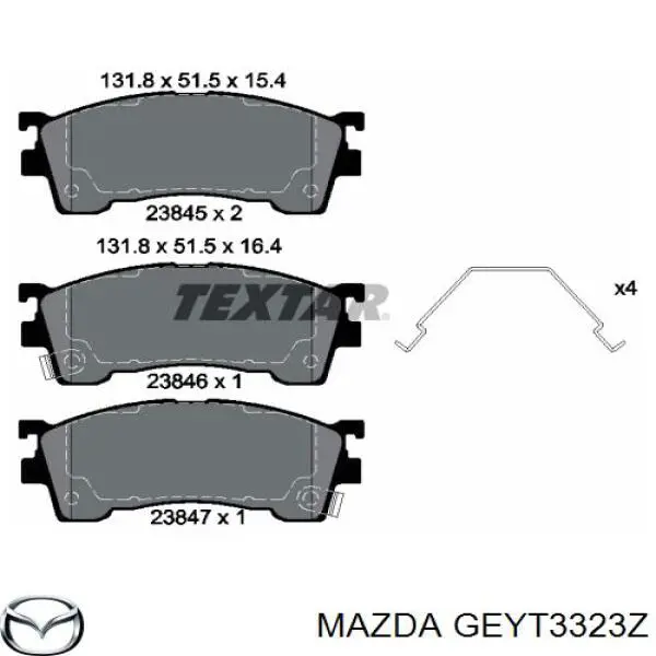 GEYT3323Z Mazda передние тормозные колодки