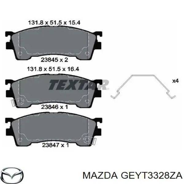 Передние тормозные колодки GEYT3328ZA Mazda