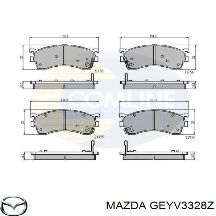 Передние тормозные колодки GEYV3328Z Mazda