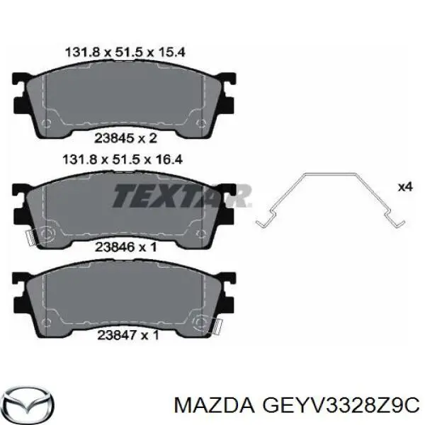 GEYV3328Z9C Mazda передние тормозные колодки