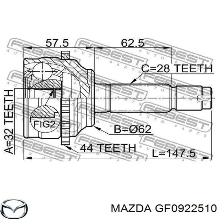 GF0922510 Mazda Граната наружняя передняя правая