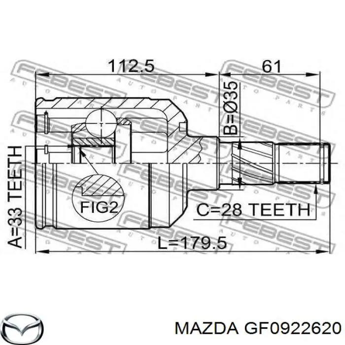 GF0922620 Mazda ШРУС внутренний, передний