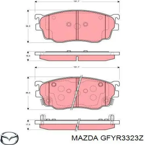 GFYR3323Z Mazda колодки тормозные передние дисковые