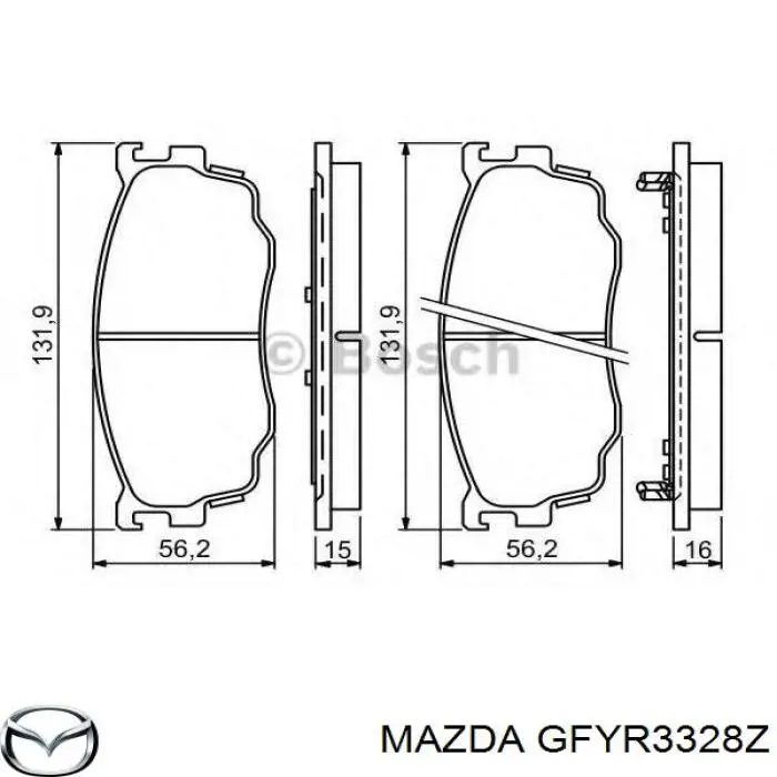 Передние тормозные колодки GFYR3328Z Mazda