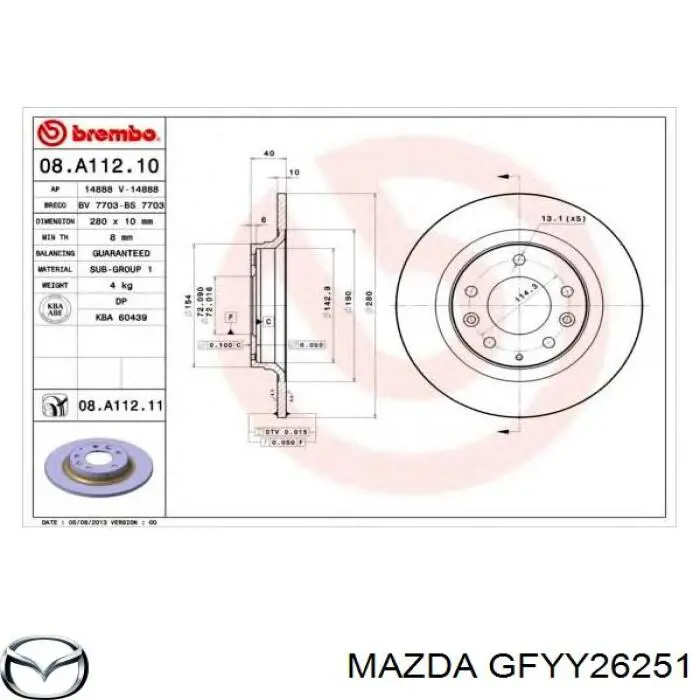 Купить GFYY26251 Mazda Диск тормозной задний