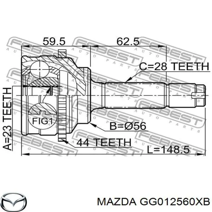 GG012560XB Mazda шрус наружный передний