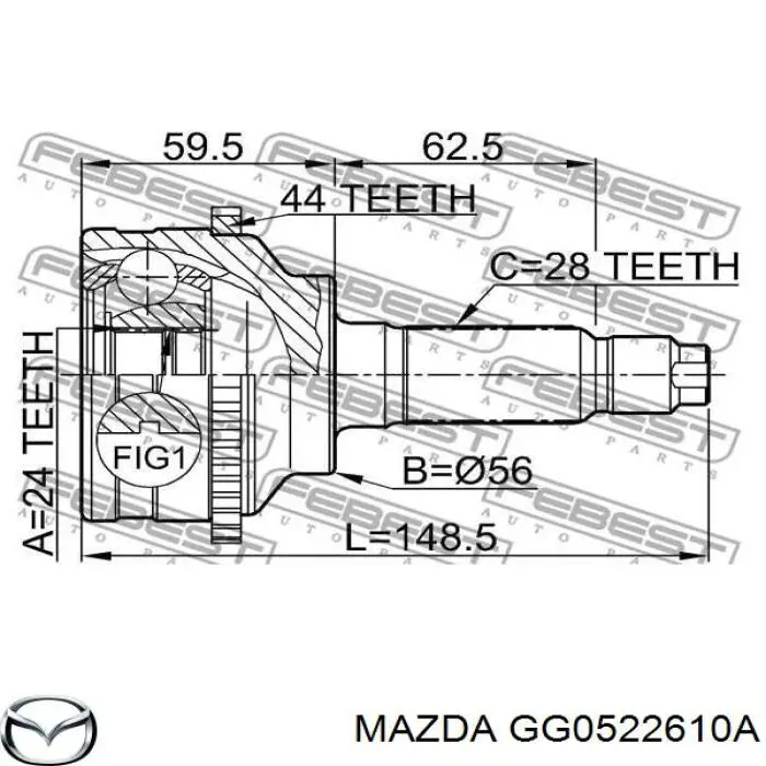 ШРУС наружный передний GG0522610A Mazda