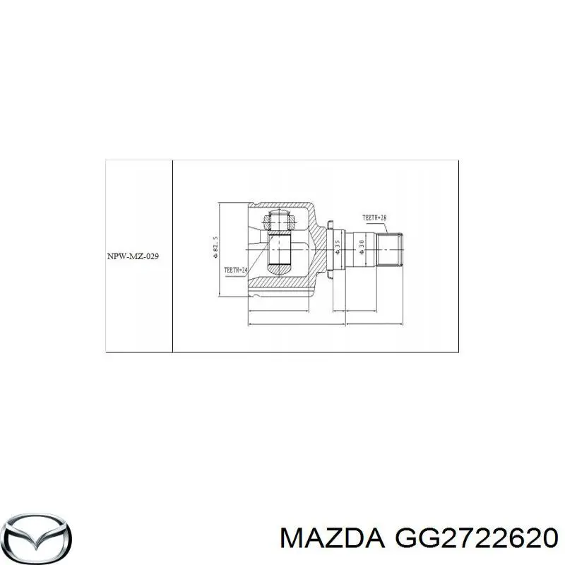 Шарнир угловых скоростей передний левый Mazda GG2722620 цена, от 36.98 USD