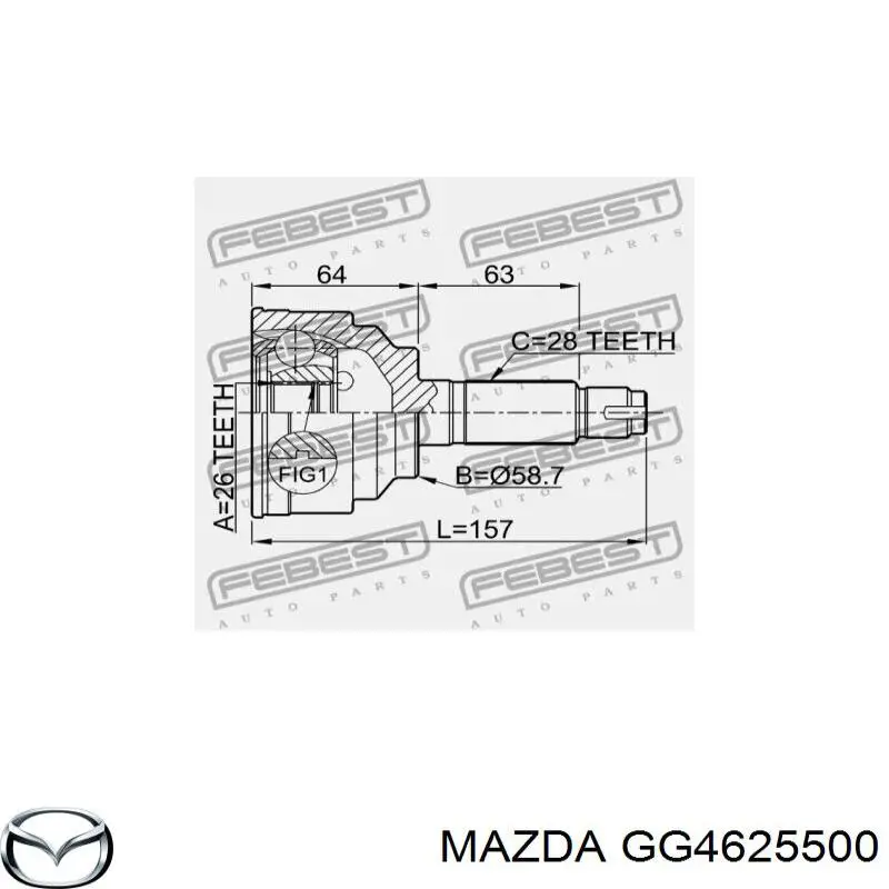 Привод передний правый Mazda GG4625500 цена, от 143.18 USD