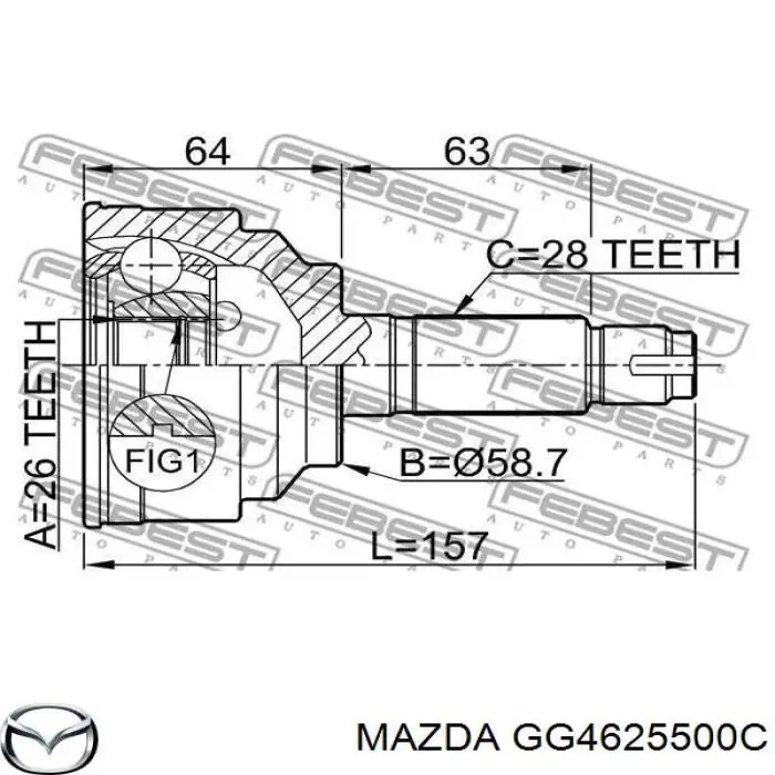 Правая полуось GG4625500C Mazda