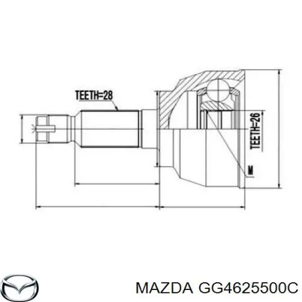 GG4625500C Mazda Полуось передняя, правая