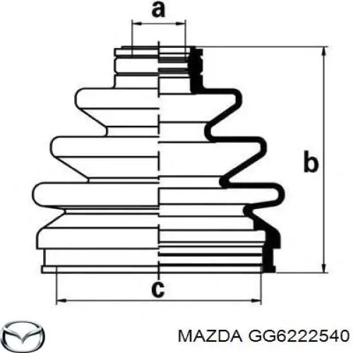 Fuelle, árbol de transmisión delantero interior GG6222540 Mazda