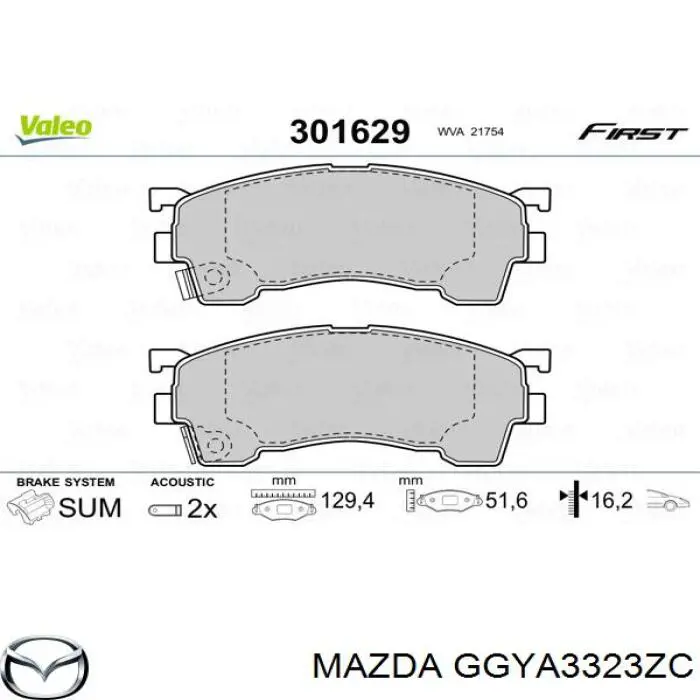 Купить GGYA3323ZC Mazda Колодки тормозные