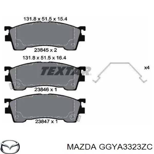GGYA3323ZC Mazda колодки тормозные передние дисковые