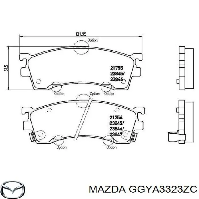 Колодки Mazda GGYA3323ZC цена, от 19.07 USD
