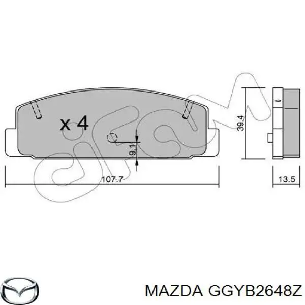 Колодки дисковые  Mazda GGYB2648Z цена, от 16.76 USD