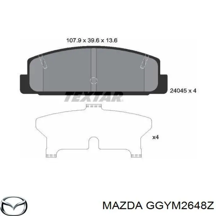 GGYM2648Z Mazda задние тормозные колодки