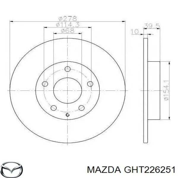 GHT226251 Mazda disco do freio traseiro