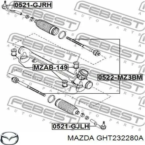 Накінечник рульової тяги, зовнішній GHT232280A Mazda