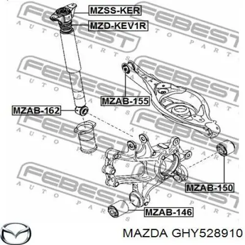 GHY528910 Mazda bloco silencioso de amortecedor traseiro