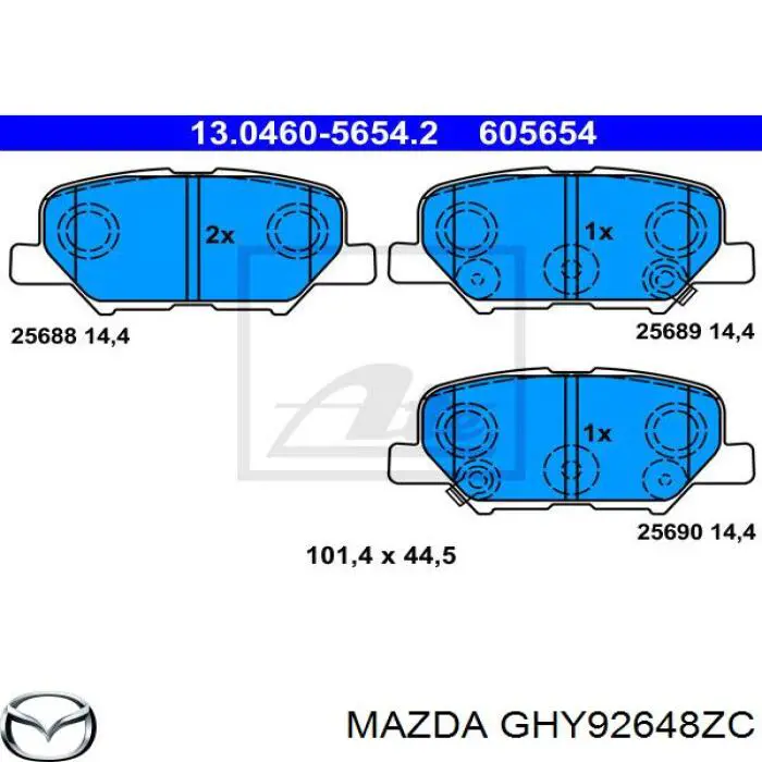 GHY92648ZC Mazda Колодки тормозные дисковые комплект