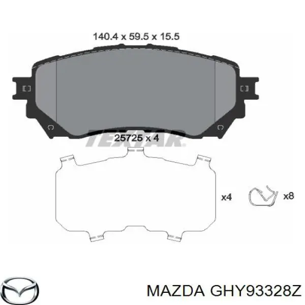 Передние тормозные колодки GHY93328Z Mazda