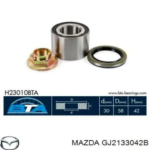 Tuerca, cubo de rueda delantero GJ2133042B Mazda