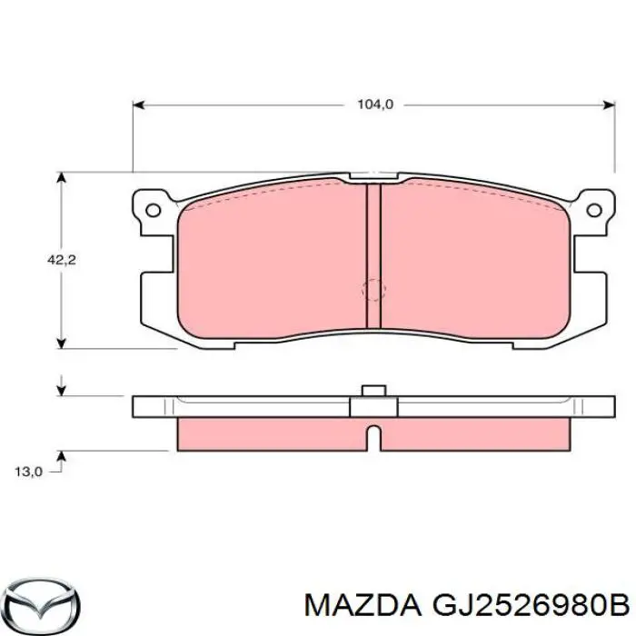 GJ2526980B Mazda суппорт тормозной задний правый