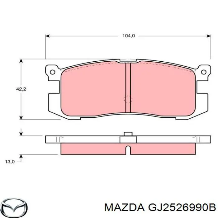 Суппорт тормозной задний левый GJ2526990B Mazda