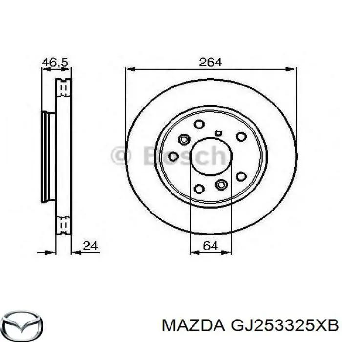 Тормоз дисковый передний Mazda GJ253325XB цена, от 36.16 USD