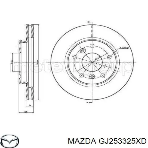Тормоз дисковый передний Mazda GJ253325XD цена, от 36.16 USD