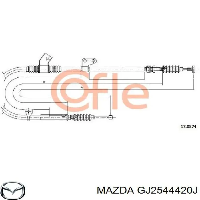 GJ2544420J Mazda трос ручного тормоза задний левый