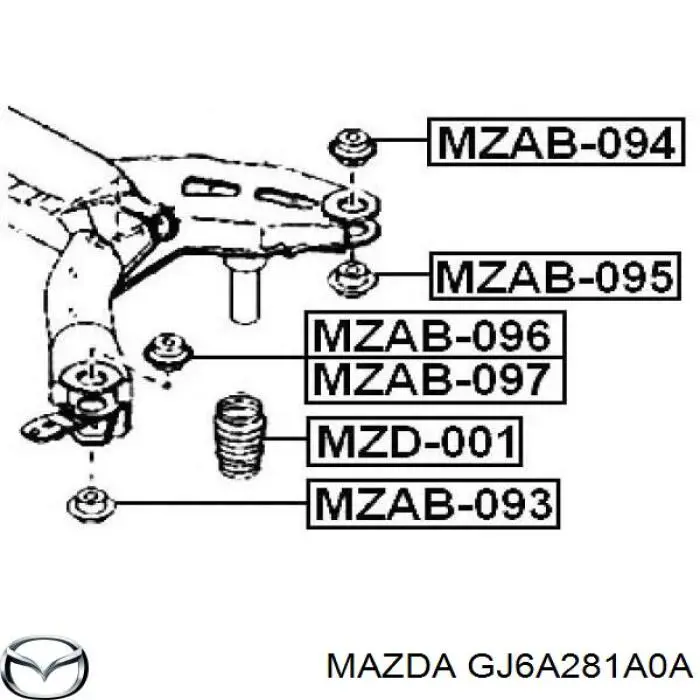Отбойник пружины задней Mazda GJ6A281A0A